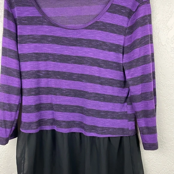 Bobbie Brooks purple stripe peplum blouse - Picture 2 of 6